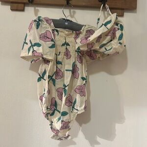 24 months floral romper with matching sun hat